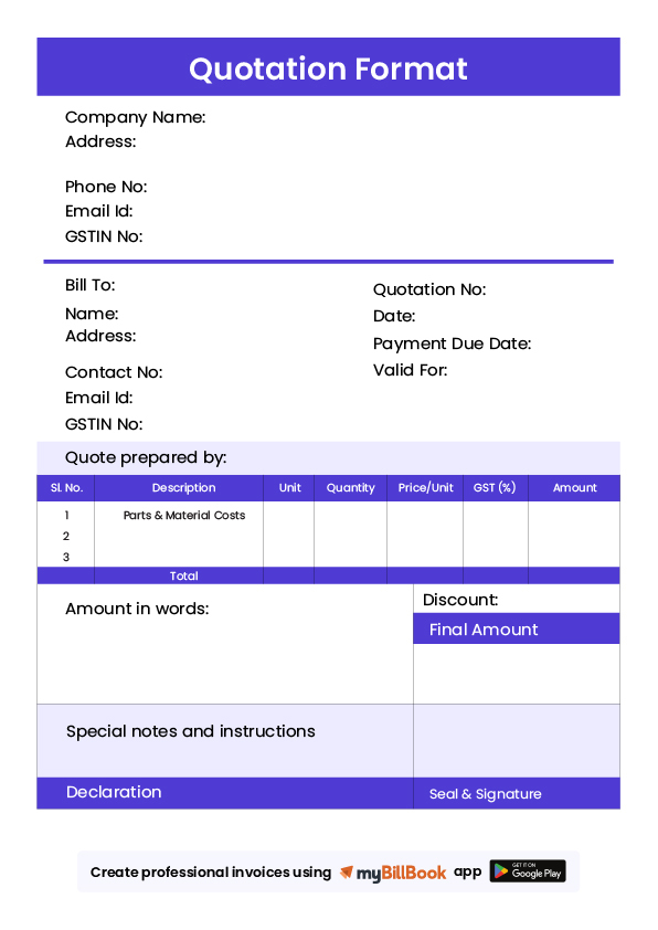 Quotation Format